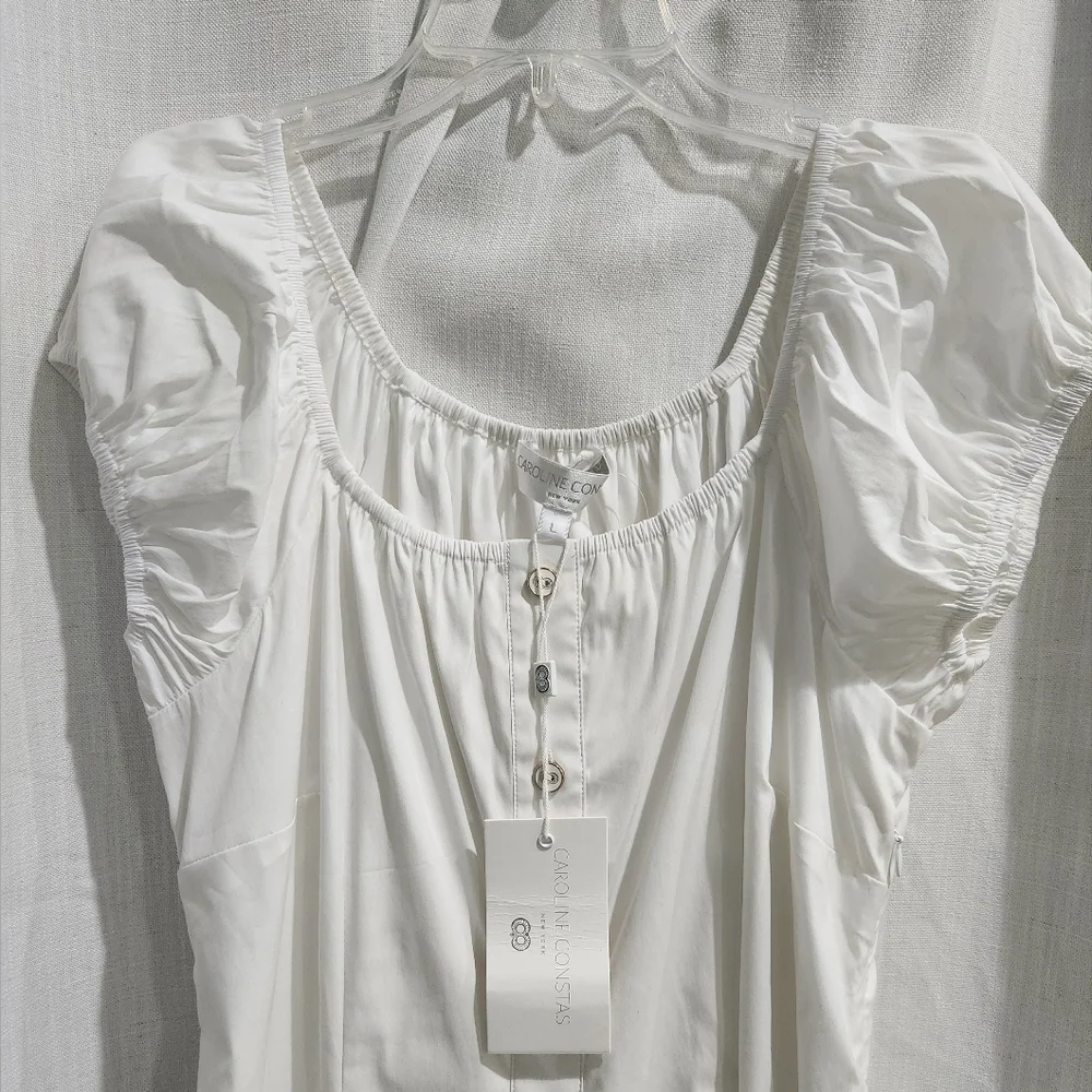 CAROLINE CONSTAS NWT White Ruffle Midi Lyla Dress - Picture 6 of 7